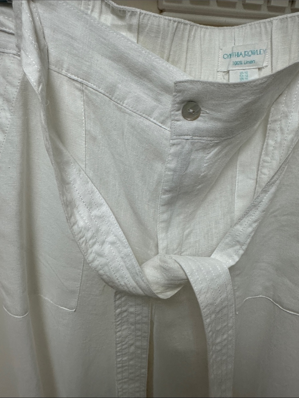 Cynthia Rowley Bright White Wide-Leg Tie-Belt Pants - Picture 4 of 9